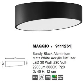 Lustra LED aplicata design modern 40cm MAGGIO negru NVL-9111261