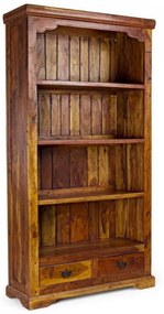 Biblioteca living maro rustic din lemn masiv de Acacia, 100 cm, Chateaux Bizzotto