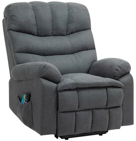 HOMCOM Fotoliu de ridicare, fotoliu electric de relaxare cu funcție de masaj, fotoliu capitonat cu funcție de ridicare, oțel, material textil, Gri | Aosom Romania