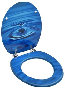 Capac WC, MDF, albastru, model strop de apa 1, Picatura de apa albastra, nu
