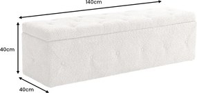 Bancheta tapitata cu spatiu de depozitare Extravagancia 140cm, boucle champagne greige