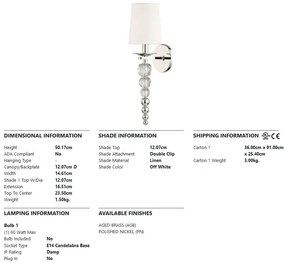 Aplica de perete design elegant PERSI, nichel lucios