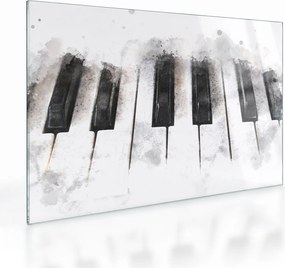 Tablou pe sticlă - Pian, acuarelă (70x50 cm)