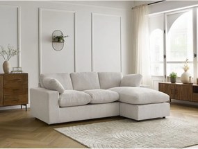 Colțar bej cu tapițerie din catifea reiată Belair – Bobochic Paris