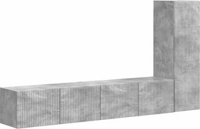vidaXL Set comodă TV Pe perete 3 pcs Gri din beton Lemn compozit