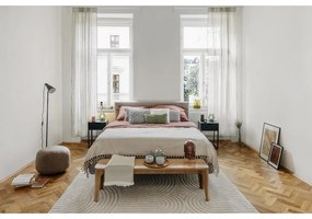 Pat dublu tapițat bej cu spațiu de depozitare cu somieră 140x200 cm Lotte - Meise Möbel