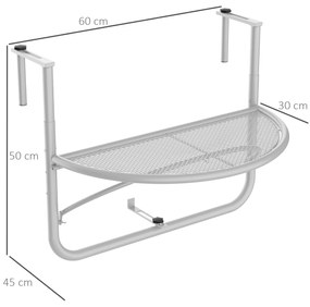 Outsunny Măsuță Pliabilă pentru Balcon din Metal, Reglabilă pe 3 Înălțimi, Ideală pentru Spații Mici, 60x45x50cm, Albă | Aosom Romania