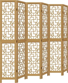 vidaXL Paravan de cameră cu 6 panouri, maro, lemn masiv paulownia