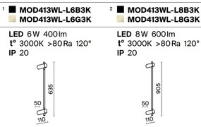 Aplica de perete LED design liniar Rotta auriu 90,5cm