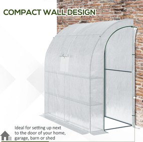 Outsunny 7' x 3' x 7' Outdoor Walk-In Greenhouse, Plant Nursery with Roll-up Windows, PE Cover, and 3 Wire Shelves, White | Aosom Romania