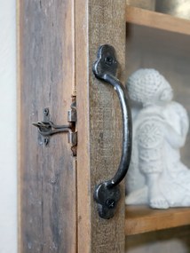 Dulap de perete din lemn reciclat, cu rafturi și ușă din sticlă, aspect vintage, Grimaud