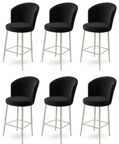Set de scaune de bar Fora Black and Chrome, 6 buc., 6 buc.