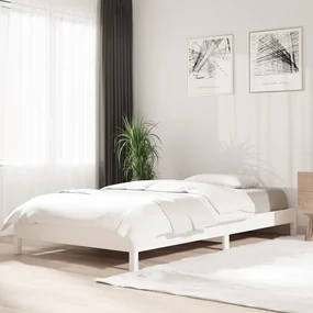 820403 vidaXL Pat stivuibil, alb, 90x190 cm, lemn masiv de pin
