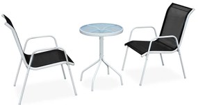 43314 vidaXL Set mobilier bistro, 3 piese, negru, oțel