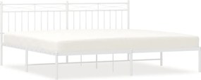 vidaXL Cadru de pat metalic cu tăblie, alb, 200x200 cm