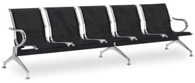 Banca metalica pentru sala de asteptare REST, 5 locuri, neagra