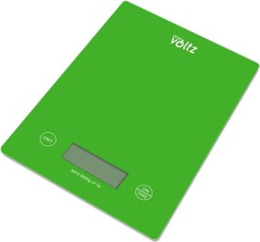Cantar de bucatarie Voltz OV51651K, 5 kg, 2 baterii AAA, Afisaj LCD, Functie Tara, Picioare antiderapante, Verde