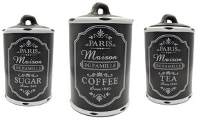 Set Ceramic PARIS, 3 recipiente pentru depozitare, Negru