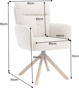 Set de 2 scaune pivotante picioare din lemn Big George sampanie greige texturat