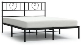 355464 vidaXL Cadru de pat metalic cu tăblie, negru, 140x200 cm