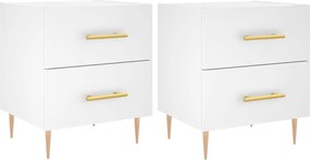 vidaXL Noptiere, 2 buc., alb, 40x35x47,5 cm, lemn compozit