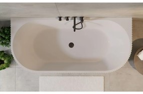 Cada baie freestanding, lipita de perete, alba, 3D, Besco Leya, 170x78 cm