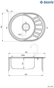 Chiuvetă din inox, 1-cuvă cu picurător, Stock, ZST_011C