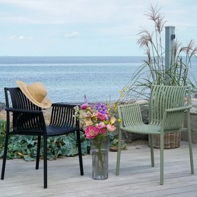 Scaune de grădină negre 2 buc. din plastic Tulsa – House Nordic