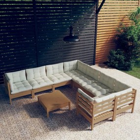 3096980 vidaXL Set mobilier grădină cu perne, 9 piese, maro miere, lemn de pin
