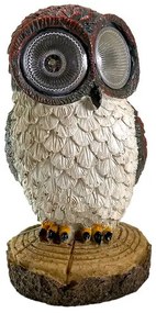 Decoratiune gradina, polirasina, lampa solara, bufnita, 14x14x25 cm
