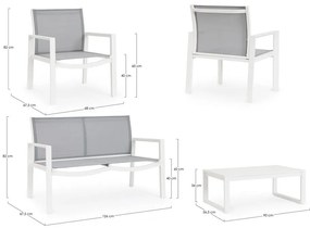 Set mobilier de grădină alb din aluminiu pentru 4 persoane Kallen – Bizzotto