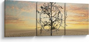 Tablou - Copac în deșert (cu ceas) (90x30 cm)