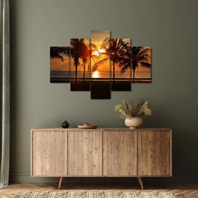 Tablou cu palmier în apus de soare (150x105 cm)