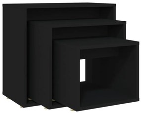 808577 vidaXL Măsuțe suprapuse, 3 buc., negru, PAL