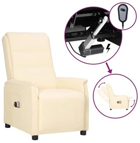 3098606 vidaXL Fotoliu de masaj electric, crem, piele ecologică
