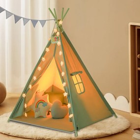 Jurhan Cort tip teepee pentru copii JULIUS, 120x120x160cm, gri/albastru