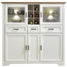 Bufet Inalt Jasmine, Pin Alb &amp; Pin Antic, 150 x 42 x 143 Cm