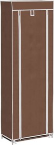 vidaXL Dulap pantofi material textil, cu capac, maro, 57x29x162 cm