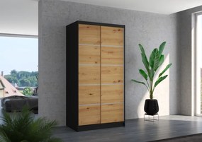 Dulap cu usi glisante 100x200 cm, Riva, ADRK Furniture (Culoare: Ciocolata)
