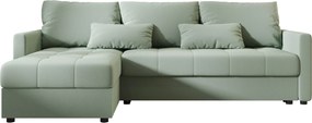 Canapea extensibila in forma de L reversibila VENORIA 220x143 cm, verde deschis + 2 perne GRATUIT