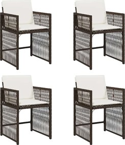 vidaXL Scaune de grădină cu perne, 4 buc., maro, poliratan