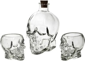 Set Carafa si 2 pahare Skull, sticla, 400 ml, pahare 150 ml