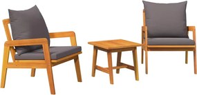vidaXL Set bistro cu pernă 3 pcs Maro Lemn Solid de Acacia