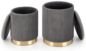 SET 2x taburet MONTY d. 36/66 cm gri/auriu