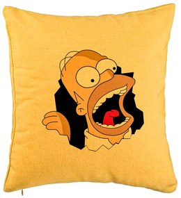 Perna Decorativa, Model Simpsons Homer 2, 40x40 cm, Galben, Husa Detasabila, Burduf