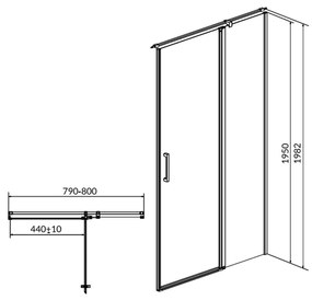 Usa sticla dus batanta 80x195 cm profil crom Cersanit Moduo, montare dreapta 800x1950 mm, Dreapta