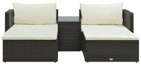 47812 vidaXL Set mobilier de grădină cu perne, 5 piese, maro, poliratan