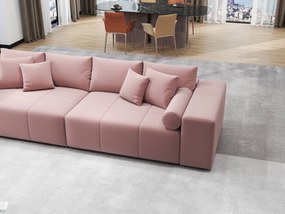 Canapea extensibilă dumonde cu ladă de depozitare si sezut confortabil din spuma high-density, Marbela Royal Roz XXL 295x100 cm