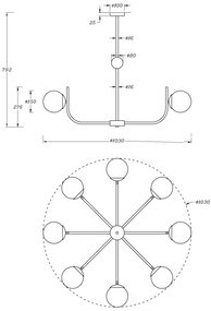 Candelabru Rendez-vous Maytoni E14, Auriu, MOD109PL-08BS, Germania