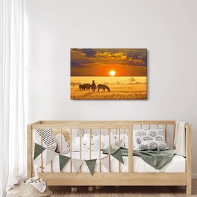 Tablou - Zebre cu apus de soare (90x60 cm)